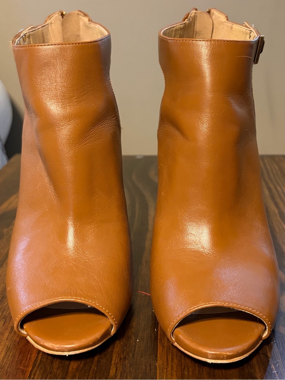 Michael Kors Cognac Open-Toe Ankle Booties